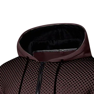 Ensemble de survêtement à capuche pour homme, marron foncé, avec fermeture éclair sur le devant, motif à pois, jogging décontracté, manches longues, vêtements d'automne respirants - Product Image 6
