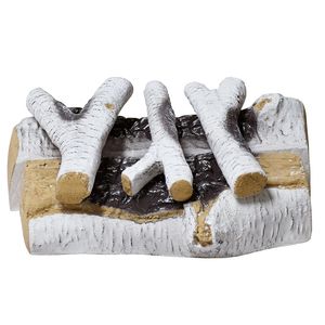 ชุดแท่งไม้เซรามิกสำหรับเตาผิงแก๊ส 5 ชิ้น ลายไม้เบิร์ช สำหรับเตาผิงในร่มหรือกลางแจ้ง - Product Image 1