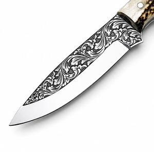Cuchillo de Caza Welltrox Industries, Hoja de Acero J2 con Punta Caída, Mango de Asta de Ciervo, Grado Industrial/DIY, 9 Pulgadas de Largo - Product Image 3