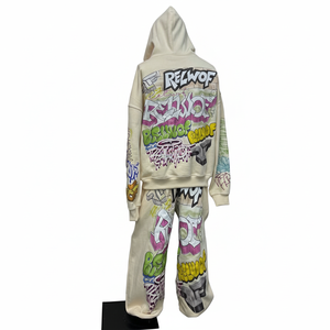 Ensemble de survêtement unisexe entièrement personnalisable avec imprimé graffiti, coupe ample, fermeture éclair intégrale, style streetwear, pour adultes, vêtements décontractés de printemps - Product Image 5
