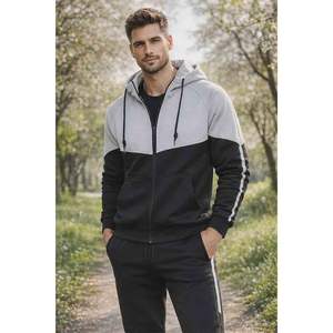 ชุดวอร์มมีฮู้ดสีสันทันสมัยสำหรับผู้ชาย – ชุดออกกำลังกายทรงสลิมฟิต - Product Image 1