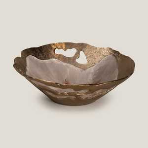 Bol en métal fait main, éco-responsable, durable, finition dorée et intérieur blanc, design contemporain, idéal pour la décoration de mariage, best-seller - Product Image 5
