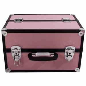 Valigetta SM 2083 in Lega di Alluminio Rosa per Trucchi e Gioielli, Organizzatore Cosmetico Ecologico Resistente all'Acqua con Manico - Product Image 1