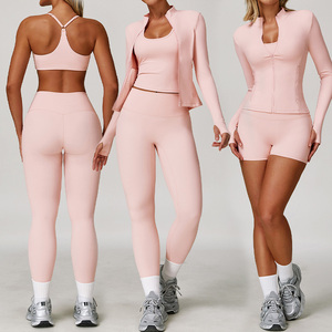 ชุดโยคะฟิตเนสแห้งเร็วกระชับรูปทรง เสื้อโยคะแขนยาวสำหรับออกกำลังกายกลางแจ้ง กางเกงเลกกิ้งกีฬา ชุด 2-3 ชิ้น - Product Image 1