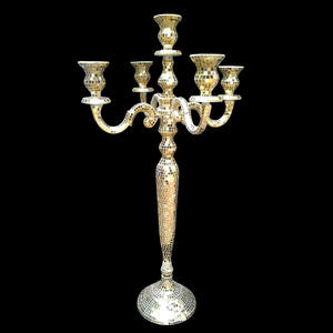 Support de Bougie Chauffe-Plat Mosaïque Dorée de Luxe – Décoration d'Intérieur Scintillante en Verre Miroir – Candelabre Durable et Élégant - Product Image 4