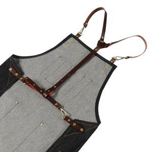 Tablier de barbier en toile robuste avec sangles en cuir véritable, logo personnalisé, uniforme pour artiste tatoueur, maquilleur, styliste, imperméable, pour salon de coiffure - Product Image 2