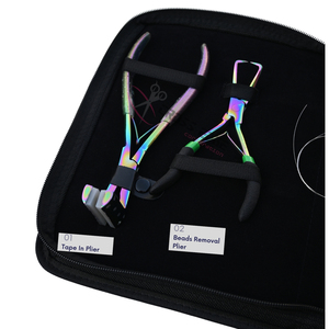 Kit de pinces professionnelles pour extensions capillaires arc-en-ciel avec pince à micro-perles, ciseaux et outils d'installation pour extensions à bandes adhésives en salon - Product Image 3