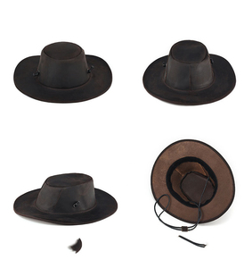 Hot Sales Wholesale Custom High Quality Children's Black Brown Real Leather Cowboy <b>Hat</b> - Product Image 3