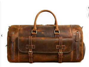 Sac de voyage en cuir véritable vintage, léger, grand, imperméable, avec bandoulière, idéal pour la gym - Product Image 3