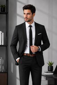 Blazer homme à double boutonnage coupe ajustée |   Veste de costume décontractée pour affaires |   Couleur unie, manches longues, imperméable, coupe-vent - Product Image 3