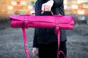 Sac de rangement pour couteaux en cuir véritable personnalisé, fait main, avec bandoulière réglable, étui pour couteaux de chef LKR-0288 - Product Image 3