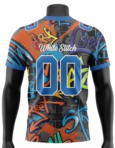Camiseta de Fútbol Americano al por Mayor de Alta Calidad, 100% Poliéster, Talla Grande, Manga Corta, Personalizada con Malla y Transferencia Térmica Frontal - Product Image 6