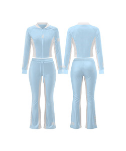 Top corto elástico de lujo de mezcla de algodón de 340 GSM y leggings acampanados de tela suave y lisa color marrón tierra con logo estampado personalizado para mujer. - Product Image 3