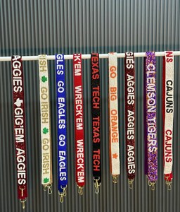 Personalized Embroidery Sports <b>Lanyards</b> Rectangular Shape <b>Polyester</b> Material With Gold Hooks For Souvenirs - Product Image 1