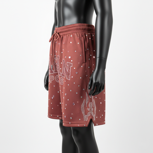 Short de basket-ball pour femmes en tissu mesh polyester léger et respirant avec logo en strass thermocollé - Product Image 3