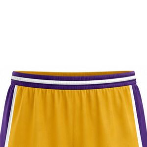 Shorts de basket-ball pour hommes et femmes, jaunes et violets, pour équipes sportives, vêtements de sport confortables, respirants, équipement de performance - Product Image 4
