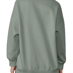 Sudadera de punto personalizada con logo frontal para mujer, transpirable, informal, de invierno y otoño, con solapa de color personalizado y manga larga holgada - Product Image 5
