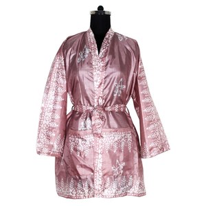 KS001 Kimono vintage en soie à manches courtes, robe courte bohème, robe de demoiselle d'honneur vintage - Product Image 3