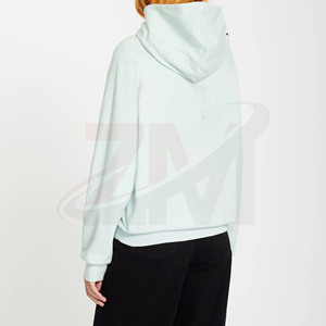 Sudadera con Capucha para Mujer, Color Verde Menta Claro, 100% Algodón Tejido, Corte Regular, Transpirable, Color Sólido, Colección Otoño-Invierno - Product Image 3