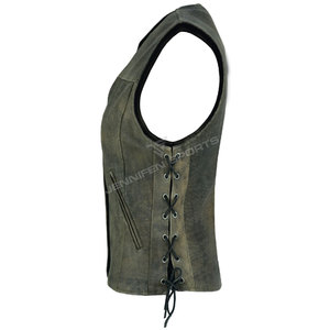 Chaleco de Cuero para Mujer, Chaleco de Motociclista Genuino, Chaleco de Moda para Motociclismo, Ajuste Cómodo y Duradero - Product Image 3