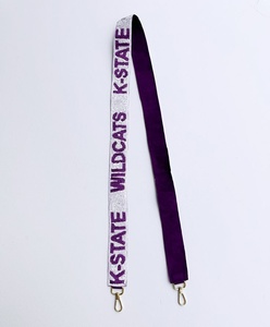 New Premium Custom White Purple Beaded Fashion Gameday <b>Adjustable</b> Handmade Letter Embroidered <b>Straps</b> Handbags Customized Sizes - Product Image 1