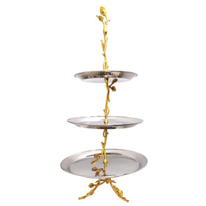 Présentoir à gâteaux moderne à deux niveaux en acier inoxydable, de qualité supérieure, élégant et fonctionnel, pour la décoration de tables d'hôtel et de mariage - Product Image 4