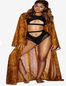 Ensemble de maillot de bain deux pièces extensible effet peau de serpent avec contrôle du ventre, haut de bikini dos nu découpé et bas taille haute, tenue de plage - Product Image 5