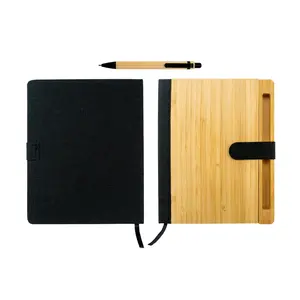Cuadernos Minimalistas A5 de Bambú y RPET con Bolígrafo, Marcador, Cierre Magnético y Cubierta de Tela Ecológica - Product Image 6