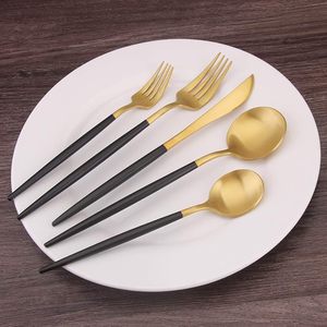 Juego de cubiertos de acero inoxidable con acabado satinado, nuevo, para cocina, cuchillos, cucharas, tenedores, latón pulido satinado - Product Image 4