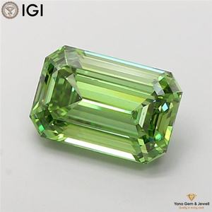 Diamante Cultivado en Laboratorio con Corte Esmeralda y Certificado IGI para Anillo Solitario, 4.00 Quilates, Color Verde Intenso, Claridad VS1 - Product Image 5