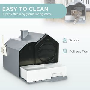 Lettiera per Gatti XXL Grigia con Coperchio, in PC e PP, Facile da Pulire, Tipo Cassetto con Paletta per Viaggi - Product Image 5