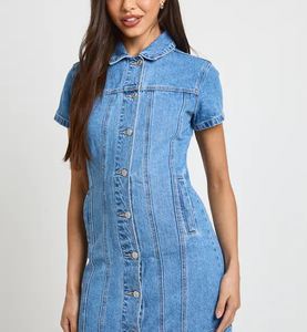 Vestido Largo Vaquero de Manga Larga para Mujer, Estilo Casual, Tallas y Colores Personalizados, Fabricante de Ropa al por Mayor, Uso Diario, Estilo Moderno - Product Image 5