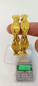 22k <b>Solid</b> <b>Gold</b> <b>Bangle</b> Set for Women Traditional Indian Filigree Flower Design <b>Gold</b> Kada Bracelets Bridal Wedding Jewelry - Product Image 3