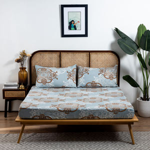 Super Quality Printed Cotton Bedsheet Set <b>Double</b> Bed 300tc Eco-Friendly Grade a 2 Pillow Covers Home Use Wholesale - Product Image 6