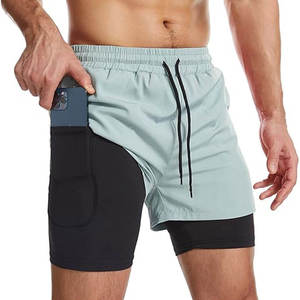 Customized Front Logo Sporty Men's Gym & Running <b>Shorts</b> Breathable <b>Compression</b> Eco-Friendly Polyester/Cotton - Product Image 1