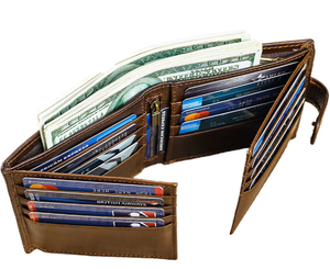 Cartera Corta de Cuero Vacuno Auténtico Hecha a Mano para Hombre, Estilo Simple con Función RFID, Cierre Abierto, Cuero Vacuno Genuino - Product Image 1