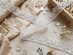 Hot Sale Premium White Organza Glass Nylon Lace Trim - Floral Embroidered Scalloped Edge Ribbon for <b>Sewing</b>, DIY Crafts & Apparel - Product Image 6