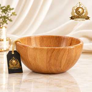 Grand saladier rond en bois d'acacia de qualité supérieure, écologique et naturel, pour fruits et salades, fournisseur en gros - Product Image 4