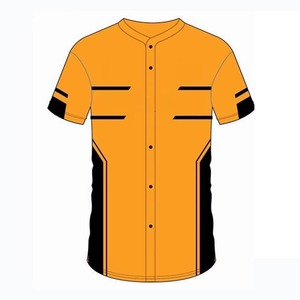 Maillot de baseball personnalisé pour homme, orange et noir, sublimé, manches courtes, anti-humidité, boutons sur le devant, uniforme pour adultes - Product Image 3