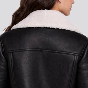 Chaqueta de Motociclista de Cuero Negro con Forro de Piel Sintética, Cierre de Cremallera, Estilo Motero para Invierno, Chaqueta para Mujer - Product Image 5