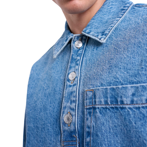 เสื้อเชิ้ตผู้ชายผ้าเดนิม สวมใส่สบาย ระบายอากาศได้ดี ไม่หดตัว ขายส่ง ปรับแต่งได้ ผ้าฝ้าย - Product Image 2