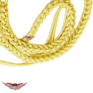 Aiguillette de Hilo Metálico Dorado Trenzado Grueso con Malla y Puntas Metálicas, Aiguillette Retorcido con Puntas Metálicas Doradas - Product Image 3
