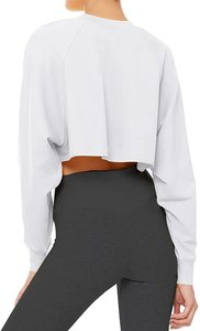 Sweat-shirt court personnalisé avec logo pour femme, grande taille, design uni, sweat-shirts de haute qualité, crop tops pour femmes - Product Image 3