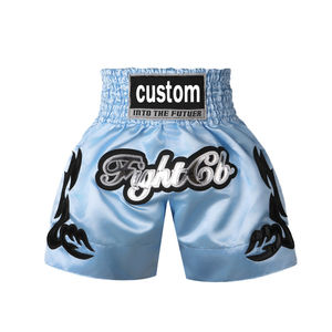 Shorts de boxe 100% polyester personnalisés pour hommes, taille haute, Muay Thai avec broderie de motifs - Product Image 6