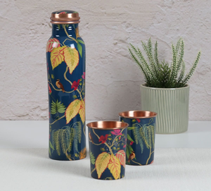 Verre à vin/bière artisanal en cuivre émaillé classique avec motif floral, écologique, pour les fêtes et la maison, idéal comme cadeau - Product Image 5