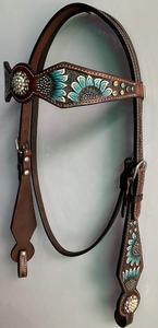 Top Vente Cheval En Cuir Headstall & Collier De Poitrine Ensemble Tack En Cuir De Vache En Cuir Véritable Logo Personnalisé Produits Occidentaux - Product Image 4