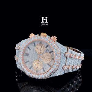 Reloj de Lujo Personalizado para Hombre, con Diamantes, Cronógrafo, Oro Rosa, Diamantes de Laboratorio, Completamente Pavimentado, Resistente al Agua, Reloj de Pulsera de Cuarzo - Product Image 4