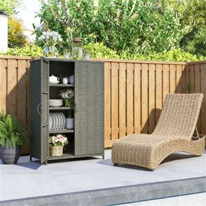 Armadio da Esterno Grigio Scuro con Pratica Piattaforma per Organizzazione - Product Image 1