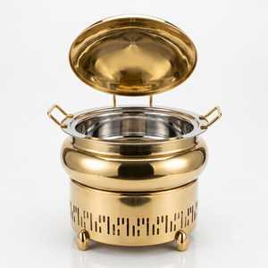 Casserole en acier inoxydable doré avec couvercle et deux poignées, pot de service pour restaurant, banquet, cuisine - Product Image 3