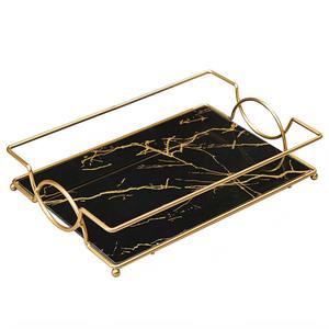 Bandeja Decorativa Contemporánea de Acero Inoxidable con Acabado Dorado, Incrustaciones de Mármol Negro, Apta para Lavavajillas, para Bebidas y Artículos de Mesa - Product Image 6